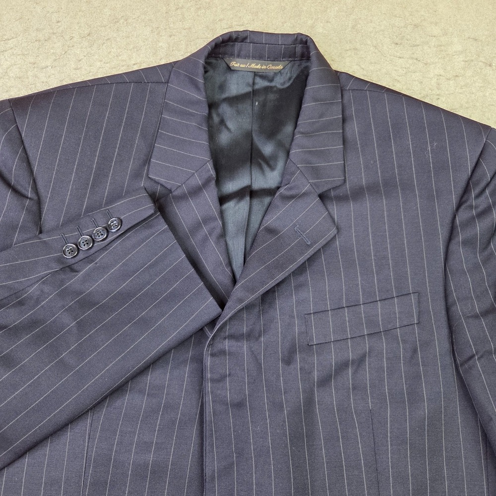 Jack Victor Sport Coat Mens 42R Blue Wool Pinstripe Excellent Two Button Blazer